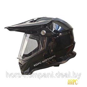 Мотошлемы Хорс-Моторс Шлем для водителей и пассажиров мотоциклов и мопедов (черный глянцевый, XL) BLD-819-7