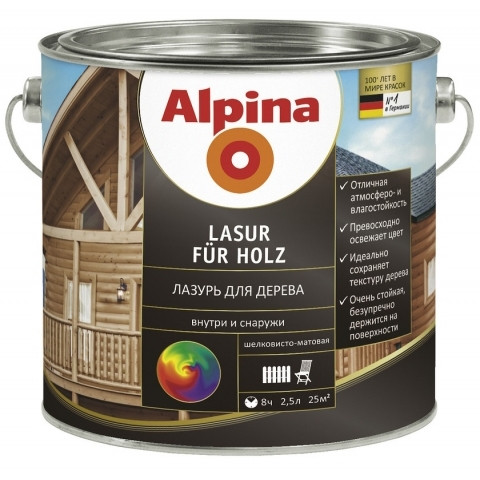 Лазурь для деревянных фасадов  ALPINA LASUR FÜR HOLZFASSADEN