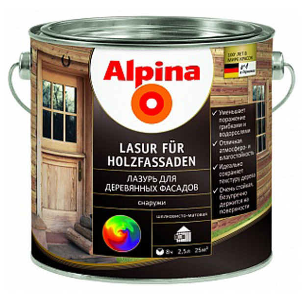 Alpina «Lasur fuer Holzfassaden» Лазурь алкидная для деревянных фасадов - фото 1 - id-p190232291