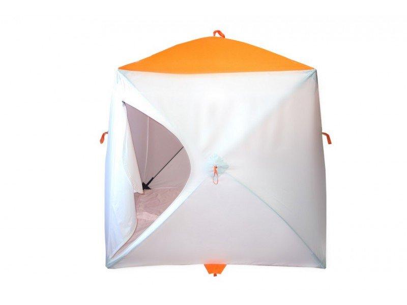 Зимняя палатка ПИНГВИН Mr. Fisher 170 (2-сл) вшитый пол на липучке 170*170 (бело-оранжевый) + чехол - фото 1 - id-p190262408
