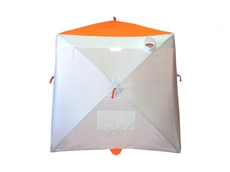 Зимняя палатка ПИНГВИН Mr. Fisher 170 (2-сл) вшитый пол на липучке 170*170 (бело-оранжевый) + чехол - фото 2 - id-p190262408