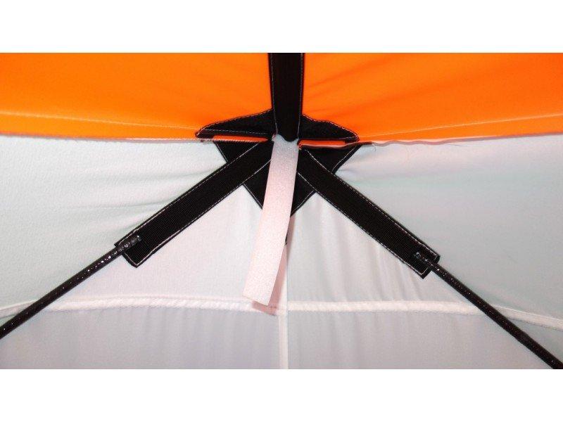 Зимняя палатка ПИНГВИН Mr. Fisher 170 (2-сл) вшитый пол на липучке 170*170 (бело-оранжевый) + чехол - фото 7 - id-p190262408