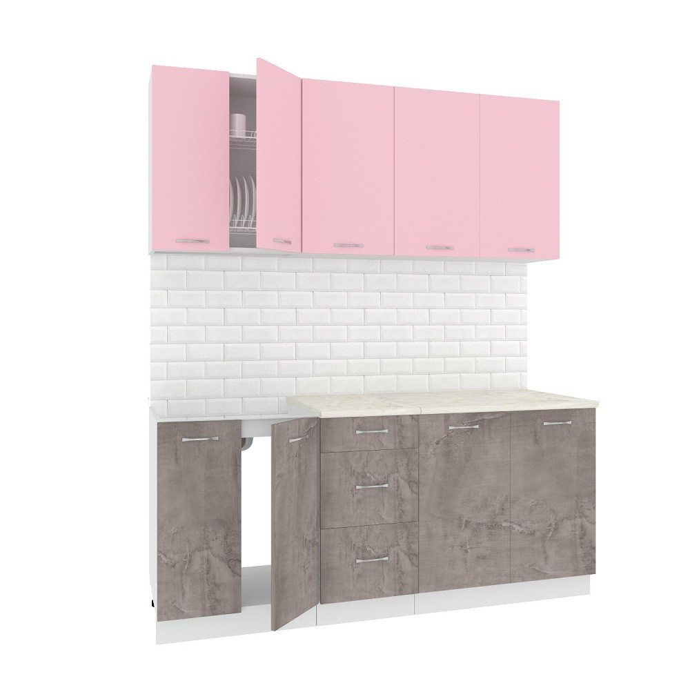Кухня Лира 1.8м (оникс/розовый) - фото 1 - id-p190262702