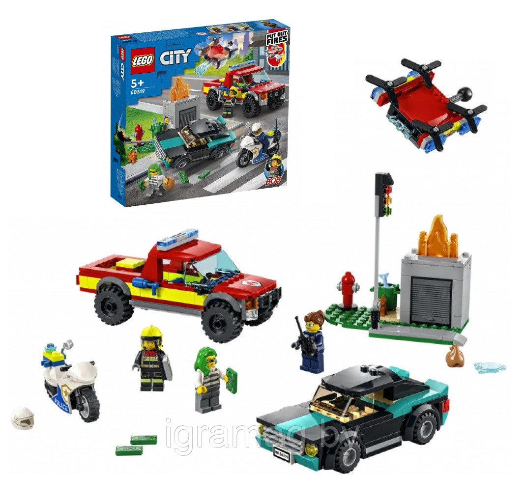 Конструктор Лего Сити Пожарная бригада и полицейская погоня LEGO City