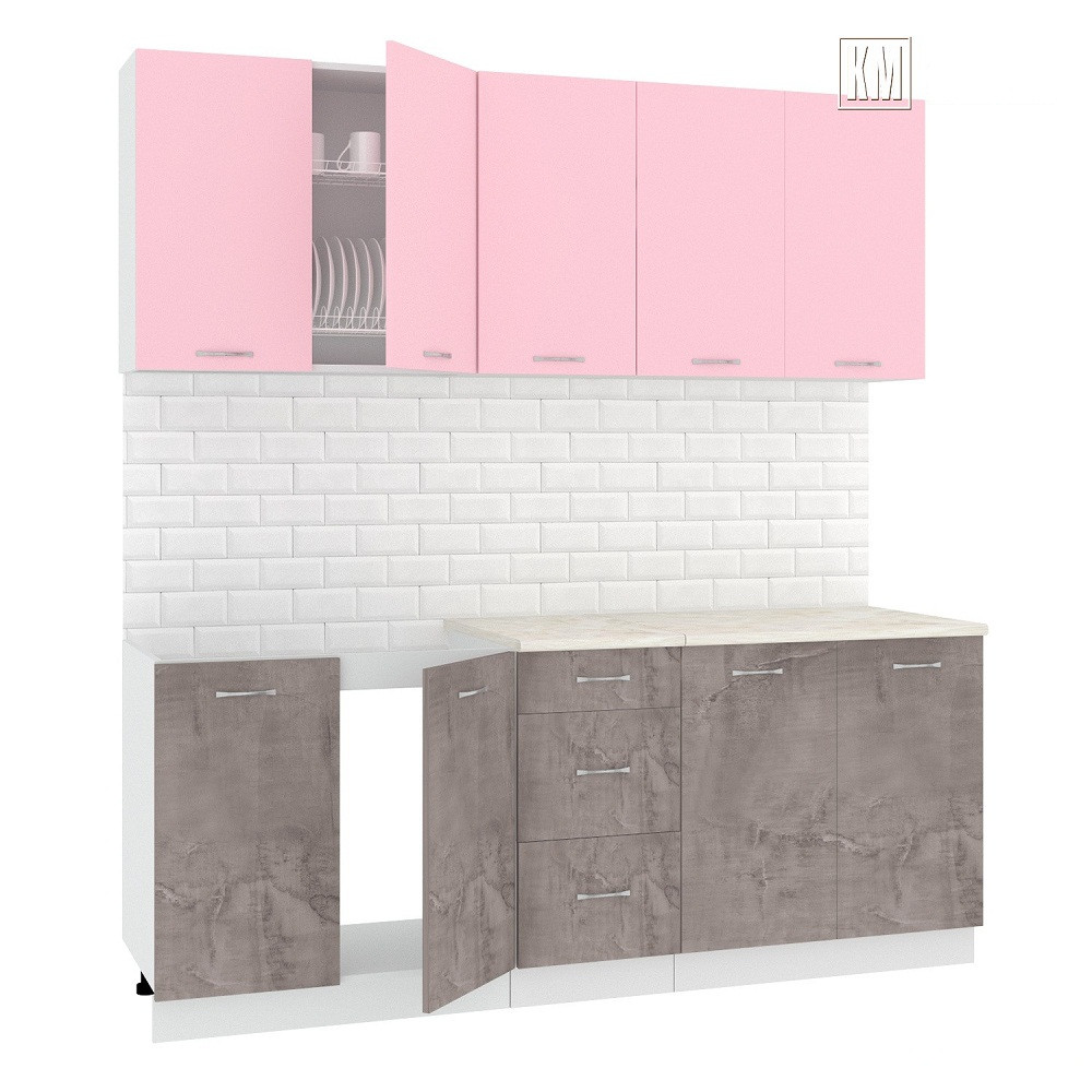 Кухня Лира 2.0м (оникс/розовый) - фото 1 - id-p190270842