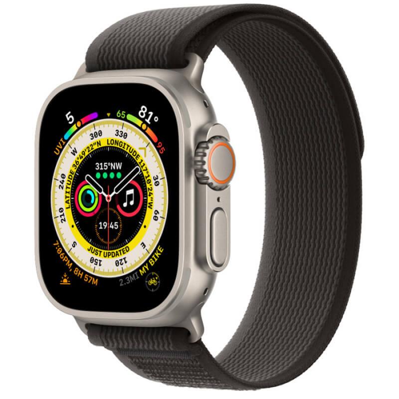 Apple Apple Watch Ultra GPS + Cellular 49мм Titanium Case with Black/Gray Trail Loop (размер M/L) MQF43 - фото 1 - id-p190288643