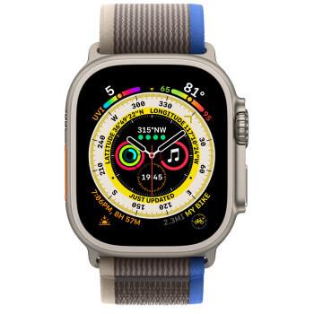 Apple Apple Watch Ultra GPS + Cellular 49мм Titanium Case with Blue/Gray Trail Loop (размер S/M) MQF33 - фото 2 - id-p190288645