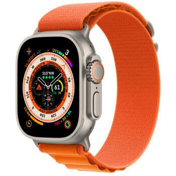 Apple Apple Watch Ultra GPS + Cellular 49мм Titanium Case with Orange Alpine Loop (размер M) MQEU3 - фото 1 - id-p190288651