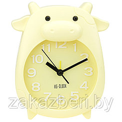 Часы-будильник "Корова" 14х17,5х4см, циферблат лимонный, пластм. матовый, лимонный (Китай)