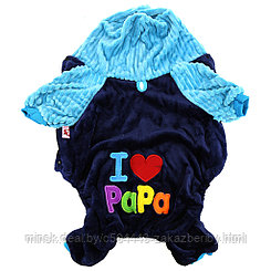 "Пэт тойс (Pet toys)" Одежда для собаки "Комбинезон" "I ♥ Mama/Papa" с капюшоном, с принтом, на кнопках, р-р