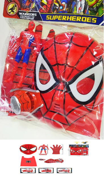 Набор перчатка человека паука Spider man с дискометом, маска, плащ, фигурка