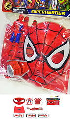 Набор перчатка человека паука Spider man с дискометом, маска, плащ, фигурка