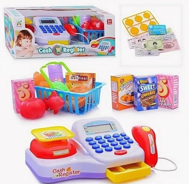Детская игровая касса арт. LS820A, игрушечный кассовый аппарат супермаркет с продуктами Сканер, микрофон, весы - фото 7 - id-p119852255