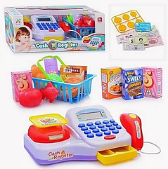 Детская игровая касса арт. LS820A, игрушечный кассовый аппарат супермаркет с продуктами Сканер, микрофон, весы