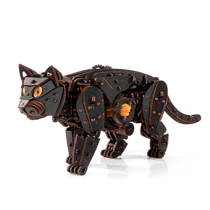 Черный кот. Деревянный пазл 3D - конструктор EWA