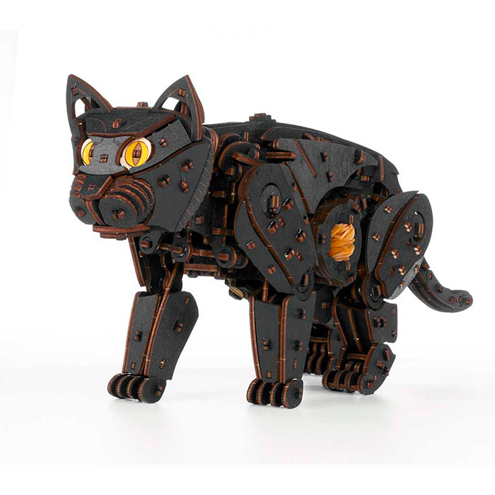 Черный кот. Деревянный пазл 3D - конструктор EWA - фото 2 - id-p190321324