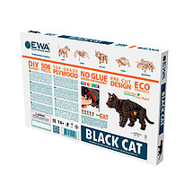 Черный кот. Деревянный пазл 3D - конструктор EWA, фото 3