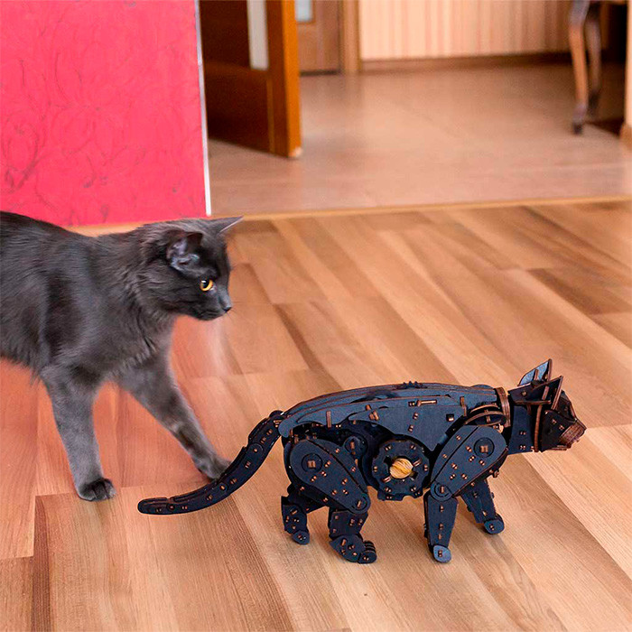 Черный кот. Деревянный пазл 3D - конструктор EWA - фото 6 - id-p190321324