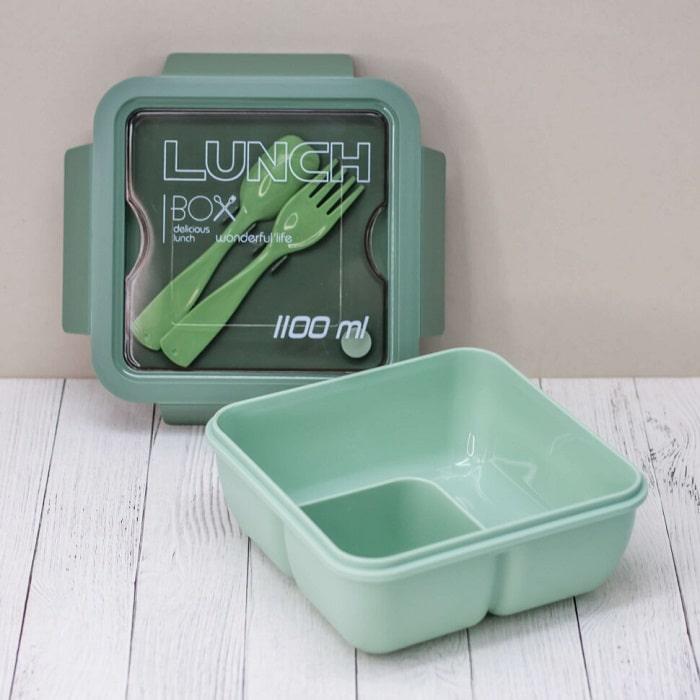 Ланч бокс c приборами «Lunch Box» зеленый 1100 мл - фото 2 - id-p190321053