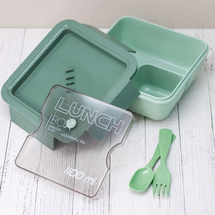 Ланч бокс c приборами «Lunch Box» зеленый 1100 мл - фото 3 - id-p190321053