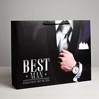 Подарочный пакет горизонтальный «Best man» 23 × 18 × 10 см