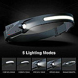 Портативный налобный фонарь LX-200 ( 5 режимов, датчик движения, АКБ/USB (для улицы, езды на велосипеде,, фото 8