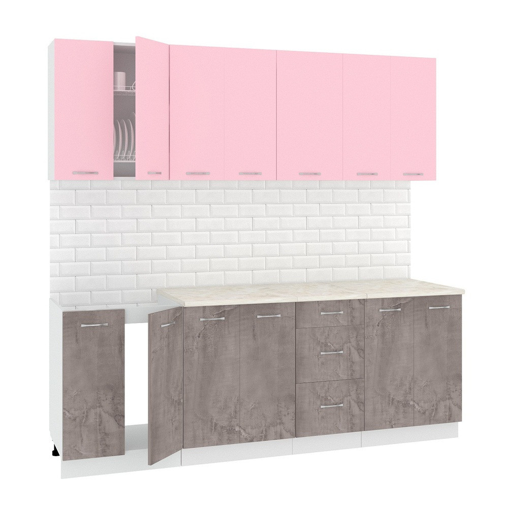 Кухня Лира 2.2м (оникс/розовый) - фото 1 - id-p190338089
