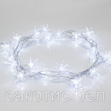 Гирлянда светодиодная Снежинки 20 LED БЕЛЫЕ 2,8 метра - фото 2 - id-p190338102