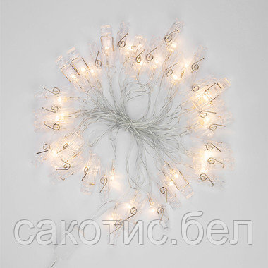 Гирлянда светодиодная «Прищепки» 30 LED, 5 м, теплый белый цвет свечения - фото 2 - id-p190340469