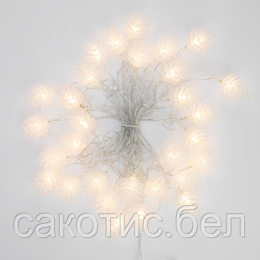 Гирлянда светодиодная «Шишки» 5 м, 30 LED, прозрачный ПВХ с контроллером, цвет свечения теплый белый - фото 2 - id-p190340577