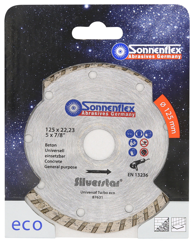 Отрезной диск алмазный турбо Sonnenflex (125x2.2x22.2) Universal Turbo Eco Silverstar - фото 1 - id-p190342438