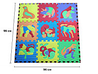Коврик - пазл развивающий мягкий детский 9 элементов, 32х32х1см, животные.