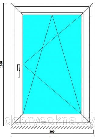 Окно ПВХ одностворчатое стандартное ШхВ 800х1200 мм - фото 2 - id-p722557