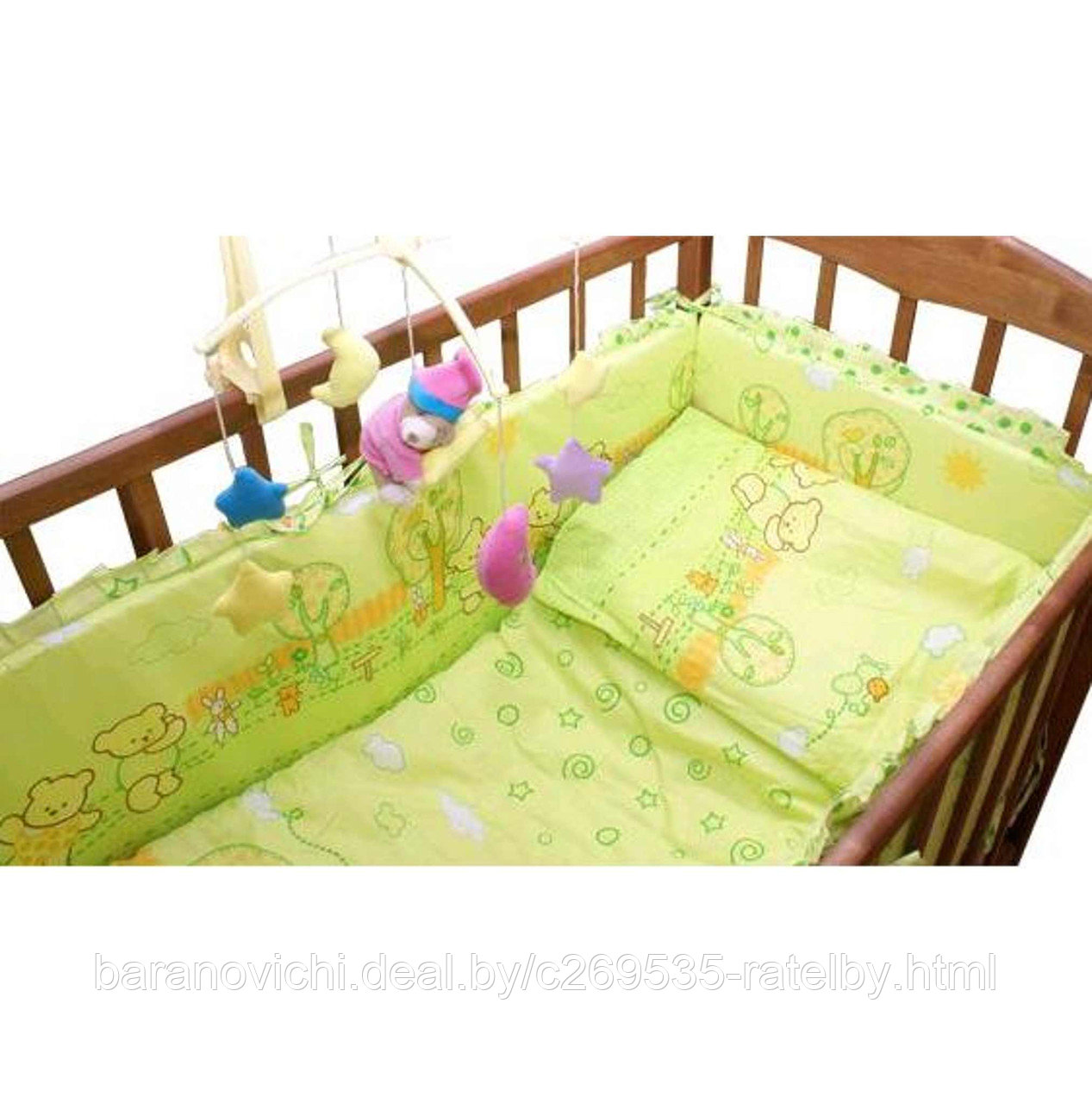 Комплект в кроватку для новорожденного 7 предметов "Багира" на молнии съемный