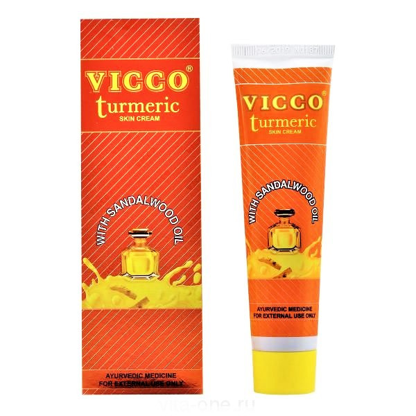 Крем для лица с Куркумой Vicco Turmeric Vanishing Cream 30г - с маслом сандала - фото 1 - id-p190367868