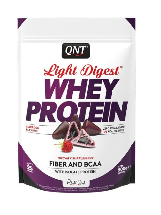 Протеин сывороточный (концентрат+изолят) Whey Light Digest QNT 500г (кубердон бельгийская конфета) - фото 1 - id-p190376422