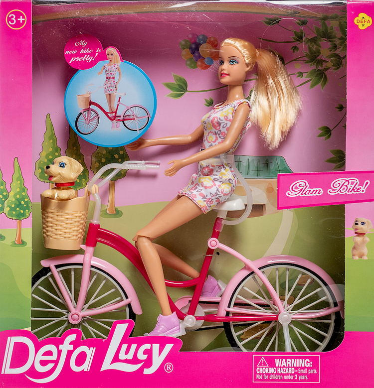 Детский игровой набор Кукла барби DEFA Lucy на велосипеде, с собачкой, арт. 8276