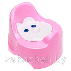 Горшок детский пластмассовый "Мишутка" 21,5х22х11см, с крышкой, розовый (Россия)