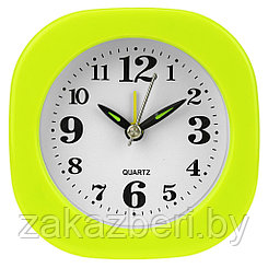 Часы-будильник "Остин" 10х9,8х4см, циферблат белый, пластм. цвета микс (Китай)