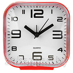 Часы-будильник "Тунис" 10х10х5см, циферблат белый, пластм. цвета микс (Китай)