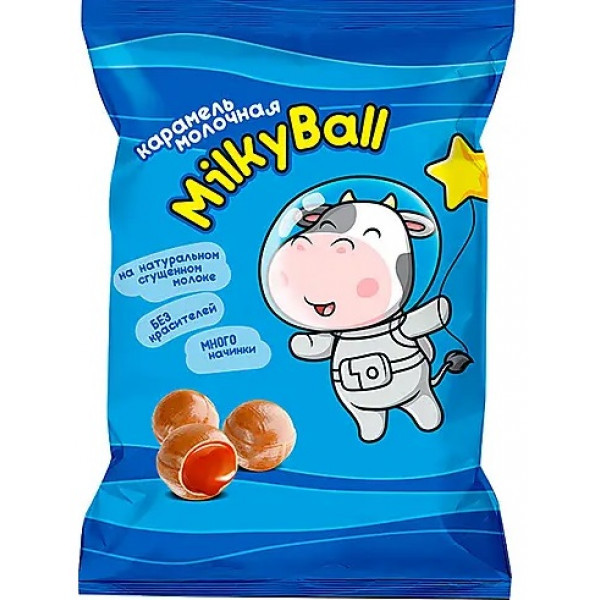 Карамель леденцовая Milky Ball с молочной начинкой 90г - фото 1 - id-p190522490