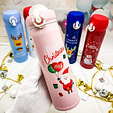 Новогодняя термокружка Merry Christ, 500 ml Розовая Дедушка Мороз, фото 9