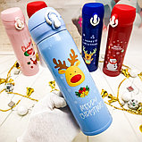 Новогодняя термокружка Merry Christ, 500 ml Синяя Олененок, фото 10