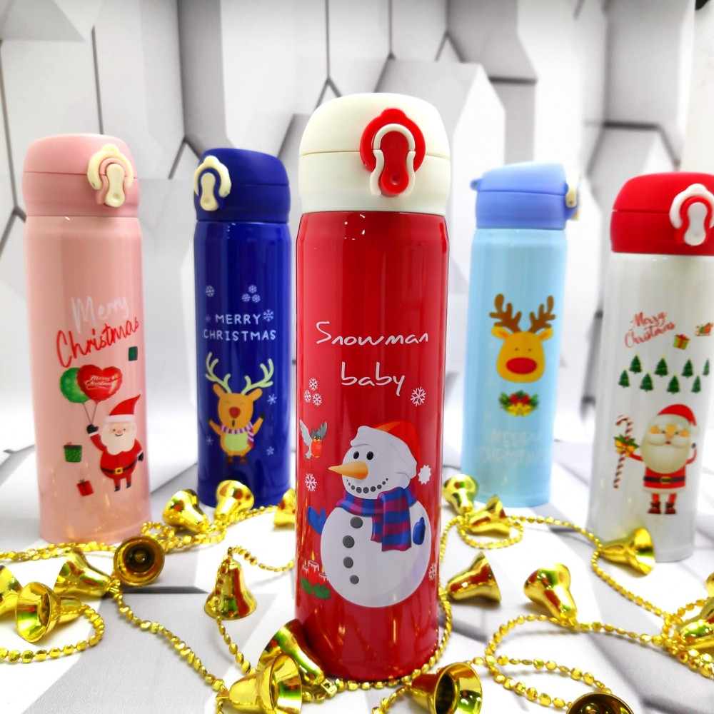 Новогодняя термокружка Merry Christ, 500 ml Синяя Олененок - фото 2 - id-p179623656