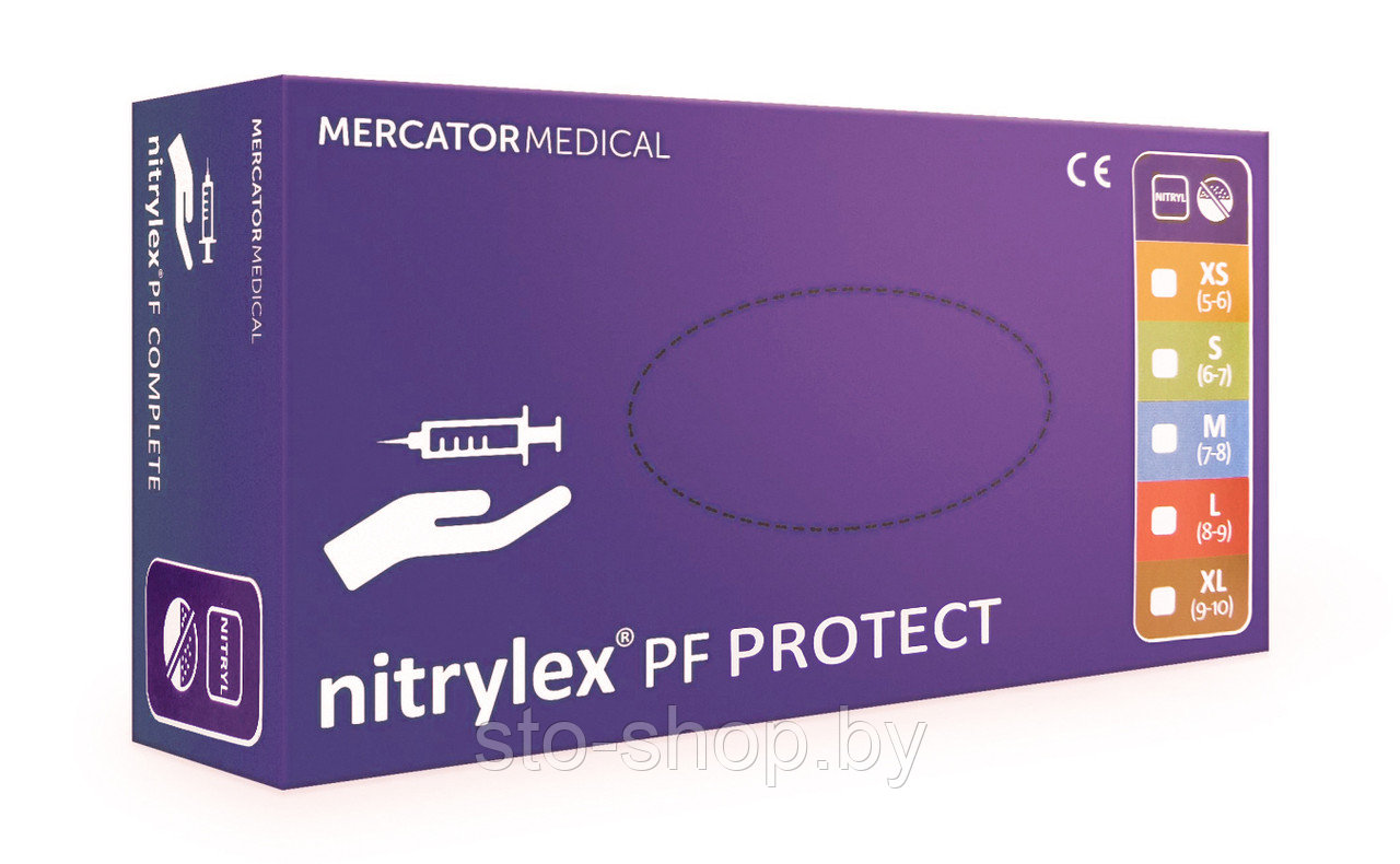 Перчатки нитриловые голубые 50пар (100 штук), р-р S (6-7) Nitrylex PF Protect - фото 2 - id-p149711869