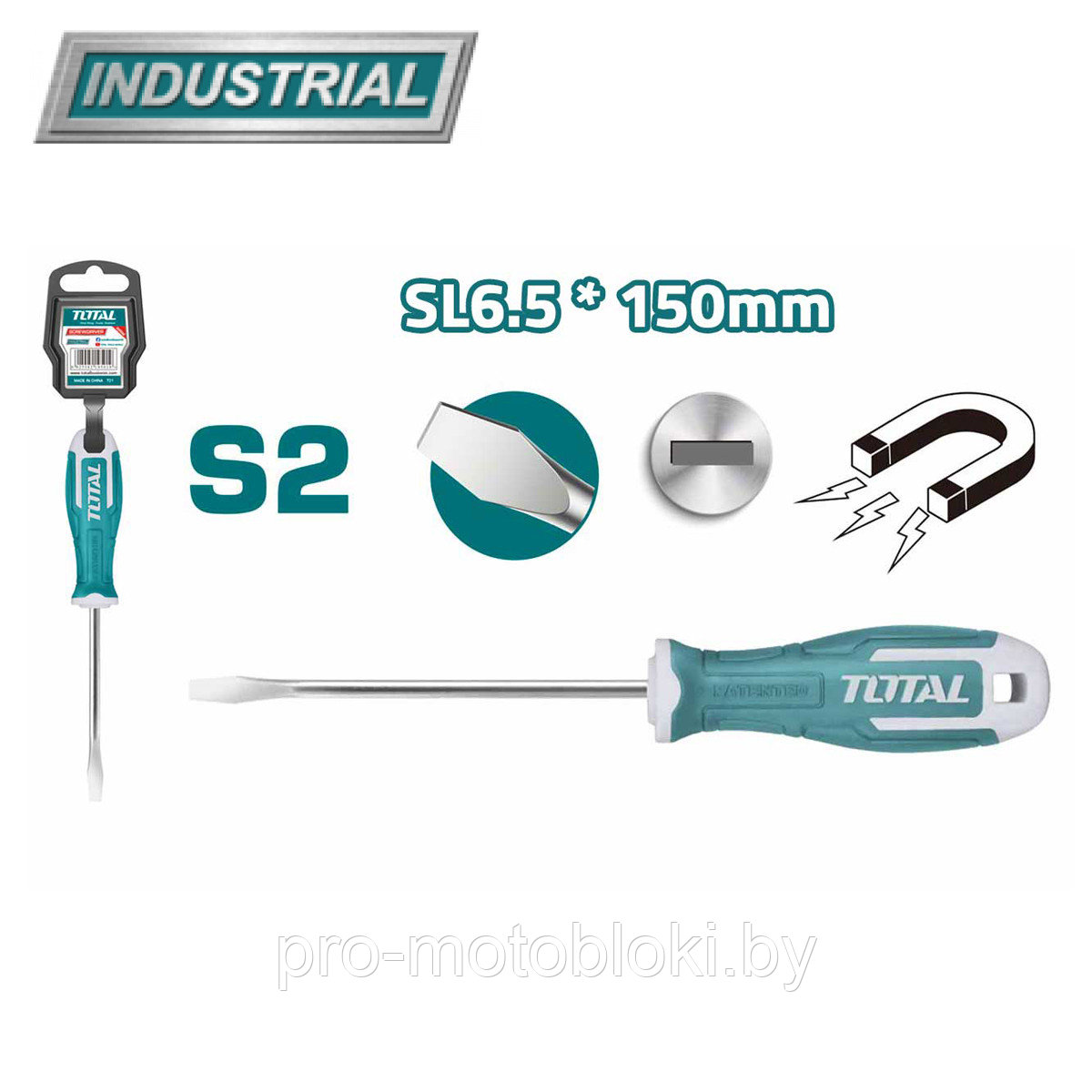 Отвертка шлицевая SL6,5 150 мм TOTAL THT266150