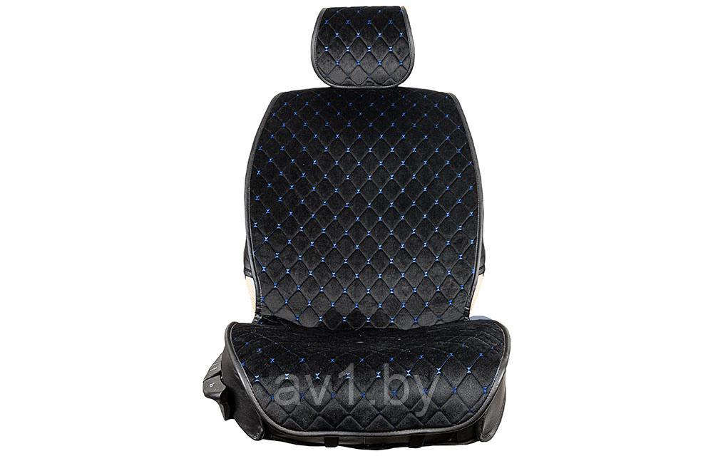 Накидки (чехлы) на сиденья Cool Part (Черный с синей отстрочкой) / передние 2 шт. - фото 1 - id-p190643096