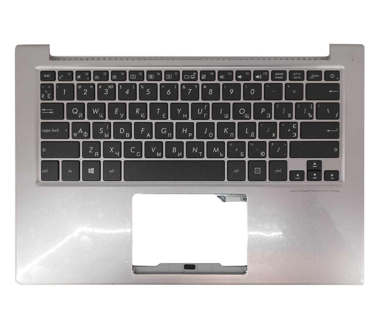 Верхняя часть корпуса (Palmrest) Asus ZenBook UX303, с клавиатурой, с подсветкой, серебристая