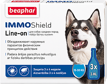 IMMO SHIELD LINE-ON DOG 3x3ml / Капли от паразитов для собак средних пород