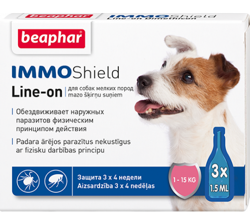 Beaphar IMMO SHIELD LINE-ON DOG 3×1.5 мл. Капли от паразитов для собак мелких пород - фото 1 - id-p190647442